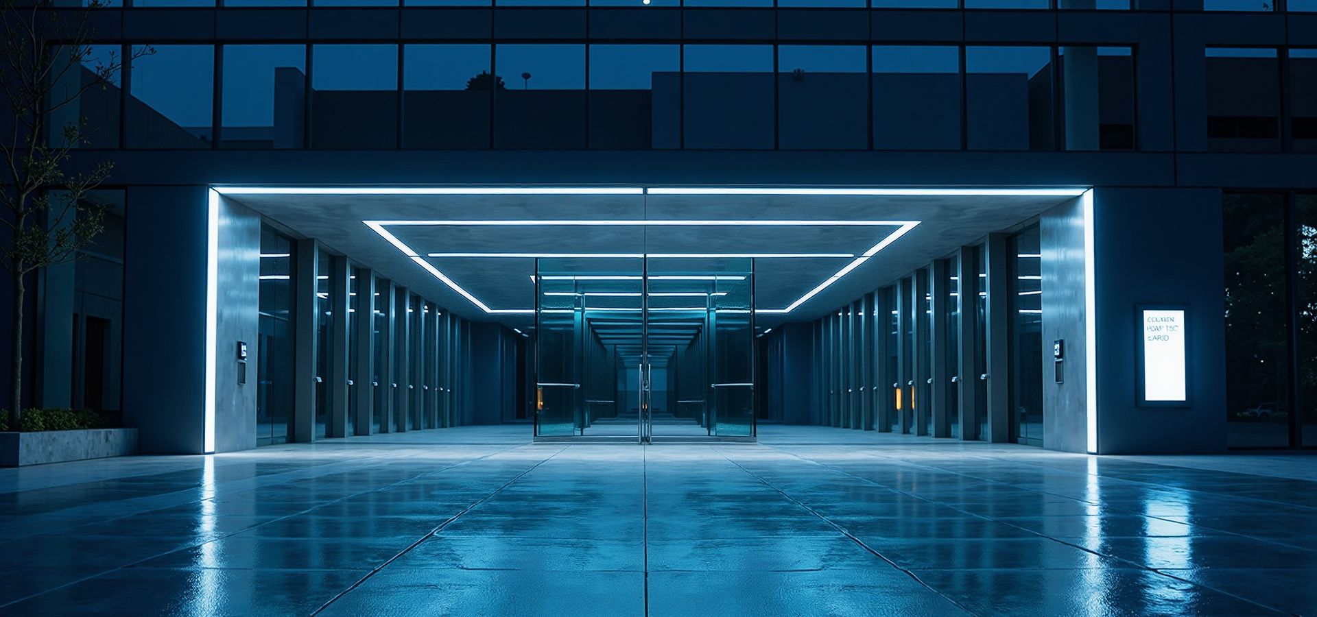 夜晚的城市商务楼宇外景